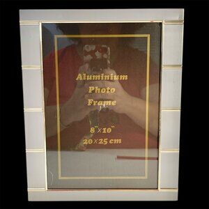 Vintage MCM Silver Gold Aluminum Metal Photo Picture Frame 8 X 10" Minimalist